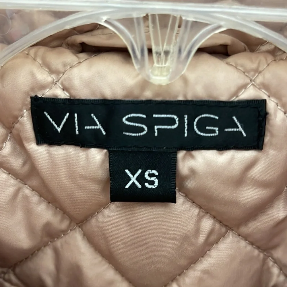 VIA SPIGA Womens Diamond Quilted Mid-Length Jacket Size XS